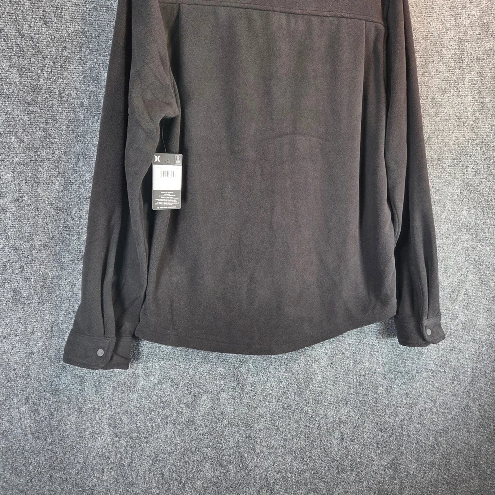 Hurley Polar Fleece‎ Overshirt Men's Small Black Button Up Long Sleeve - New
